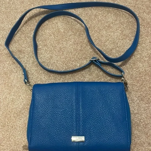 *3 for $30* Vintage Blue Faux Leather Crossbody Wallet Purse - Picture 4 of 5
